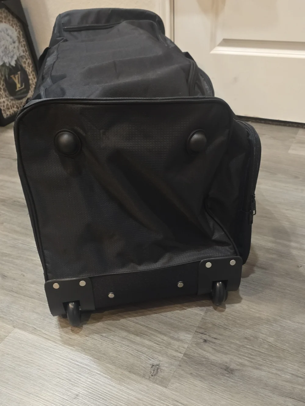 True Religion Logo Travel Rolling Duffel Bag- Black